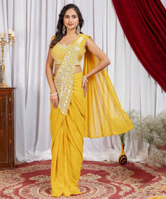 Noor Zahra Luxe Embroidered Saree (Ready-To-Wear) with Blouse