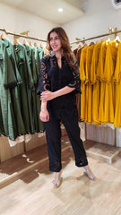 Black Cutwork Crepe Kurta Set