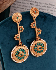 Green Rohan Designer Brass-Look Earrings