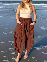 Brown Wide Leg Cargo Pants