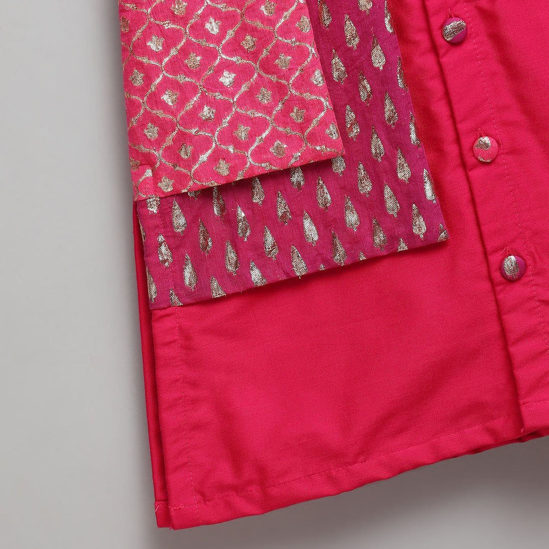 Pink Cotton Silk Kurta Pyjama Jacket Set