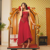 Wine Cabernet Georgette Long Dress