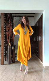 Liva Cotton Mustard Embroidered Jumpsuit