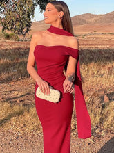 Red Flat Jersey Scarf Maxi Dress