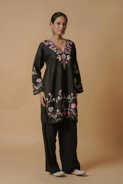 Cotton Black Ishita Kashmiri Aari Kurta
