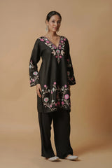 Cotton Black Ishita Kashmiri Aari Kurta