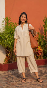 Relaxed Fit Off-White Set