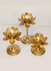 Iron Lotus Candle Holders - Set of 3