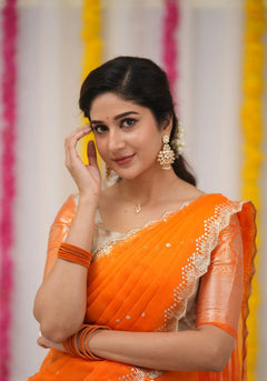 organza half saree