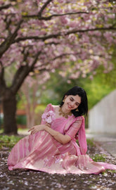 Izhaiyini Organza Half Saree in Pink Hues