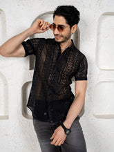 Jet Black Crochet Cotton Shirt