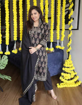Kajal Ajrakh Cotton Suit with Neck Detail