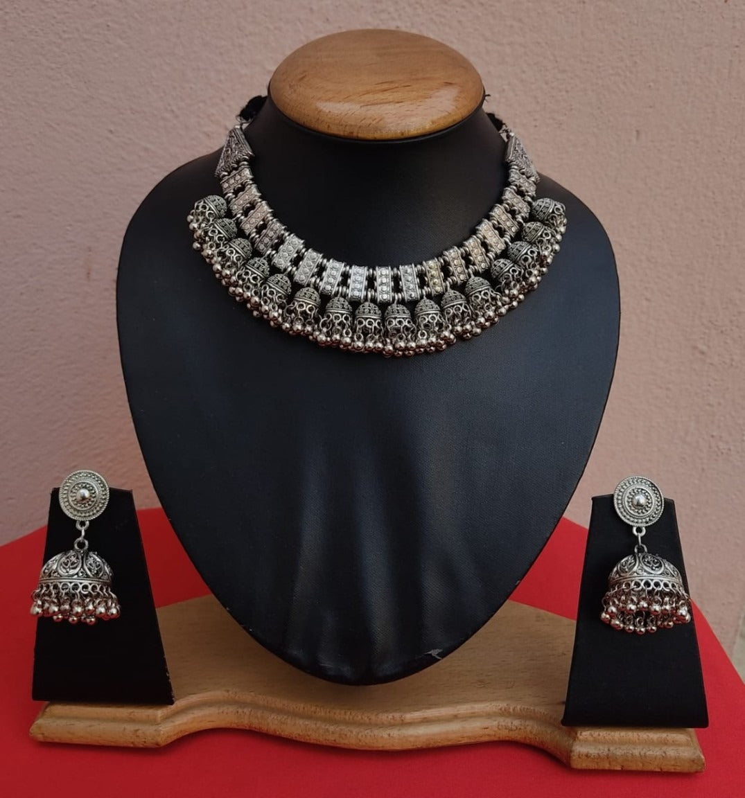 Kolhapuri Silver Necklace Set