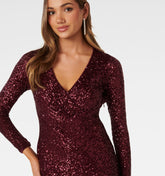 Laurie Sequin Long Sleeve Gown