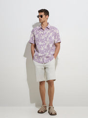 Lavender Floral Cotton Shirt