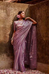 Handwoven Lavender Tissue Saree with Blouse Combo