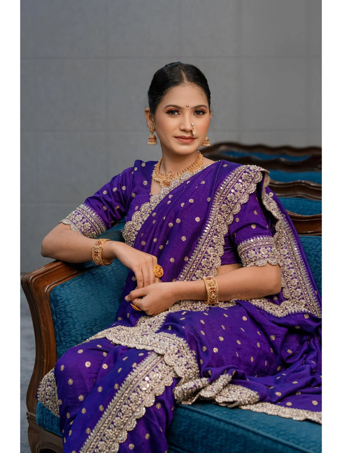 Sunsud Culture Violet Nauvari Saree