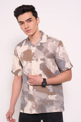 Men's abstract print half sleeve shirt