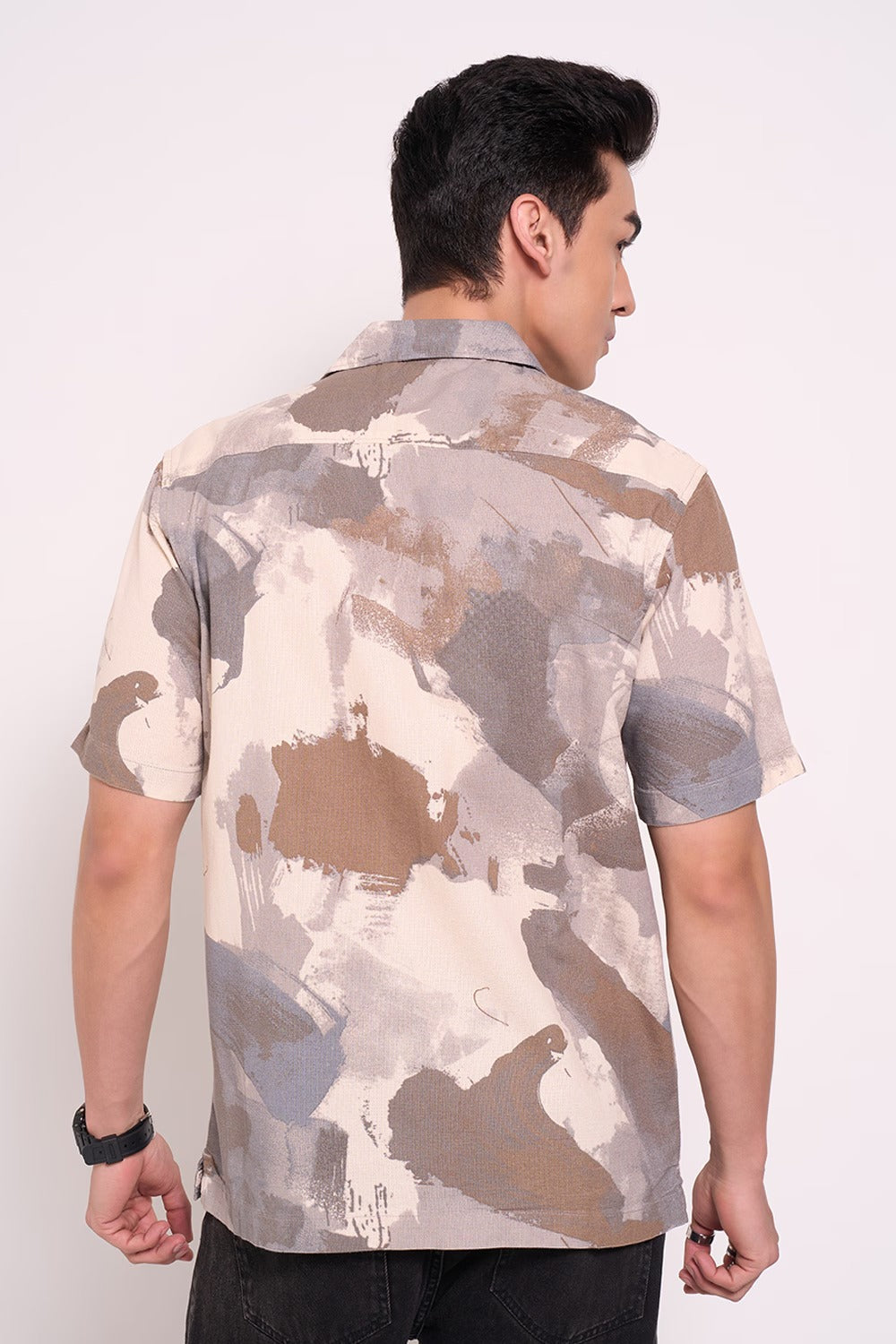 light grey polyester relaxed shirt