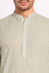 Embroidered cotton kurta men