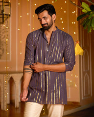 Lurex Purple Knitted Kurta