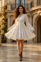 Mirrorwork Tiered Mini Dress