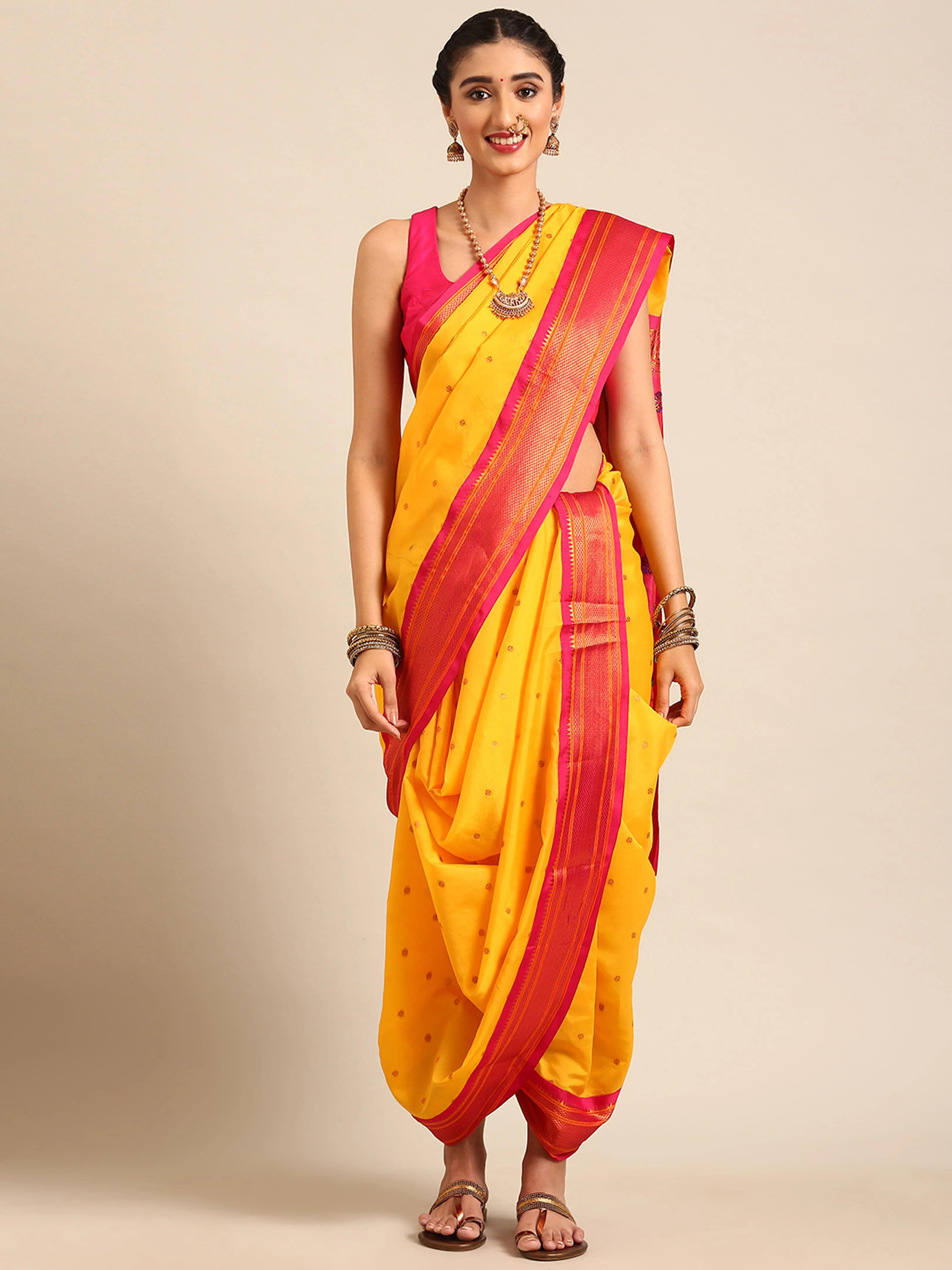 Maharani Haldi & Pink Nauvari Paithani Saree