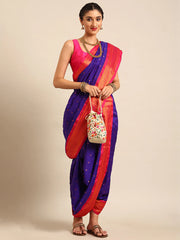 Violet & pink Paithani silk saree
