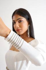 white cutout waist dress