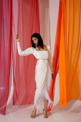 Malta White Draped Dress