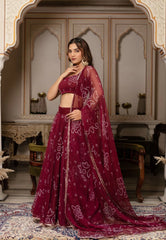 maroon bandhej lehenga set