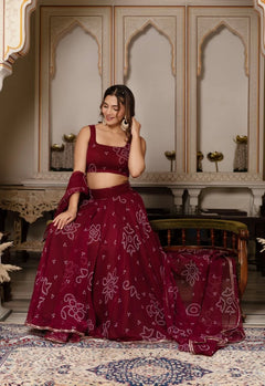 bandhej lehenga for party wear