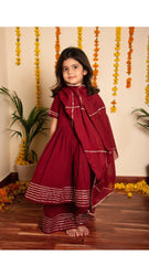 Maroon Gotta Jaal Anarkali Set for Girls Kids