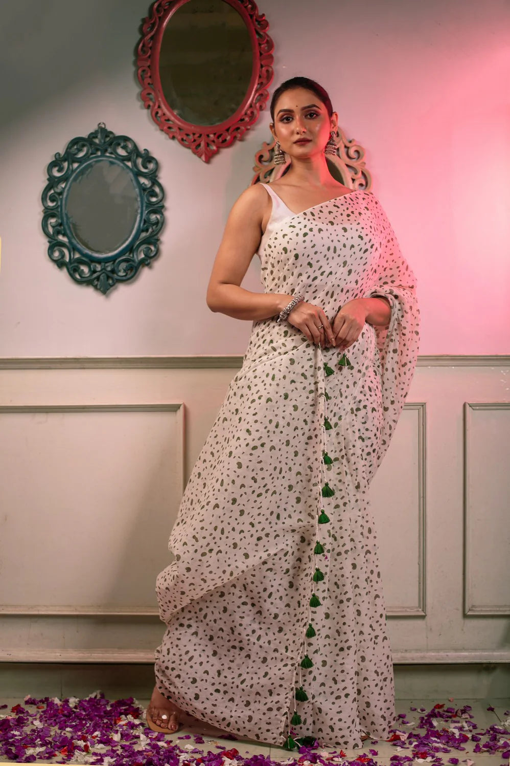 Mastaani Green Heart Cotton Saree