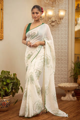 green mul cotton saree