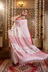 Mastaani Mul Jamdhani Cotton Red Saree