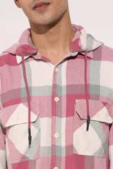 Checked hooded shirt for men