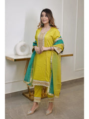 Pineapple Yellow Modal Silk Shaded Suit