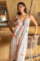 Melon Tropical Print Women's Maxi Dress