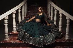 Green Lehenga Set With Organza Dupatta