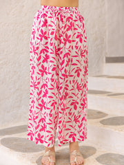 Mochi Pink White Modal Palazzo Pants