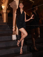 Monet Sparkle Black Shimmer Party Dress
