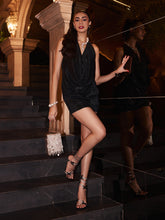 Monet Sparkle Black Shimmer Party Dress