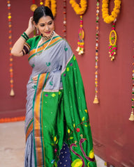 mor print saree