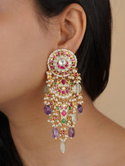 Multicolor Gold Plated Jadau Kundan Earrings – ME723M