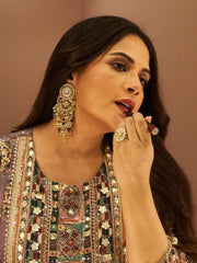 Multicolor Gold Plated Jadau Kundan Earrings – ME723M