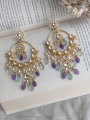 Multicolor Gold Plated Jadau Kundan Earrings – ME881Y