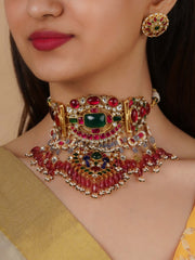 Multicolor Gold Plated Jadau Kundan Necklace Set – MS2150M
