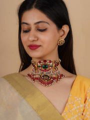 Multicolor Gold Plated Jadau Kundan Necklace Set – MS2150M