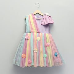 Pastel Purple Net Flower Dress for Girls